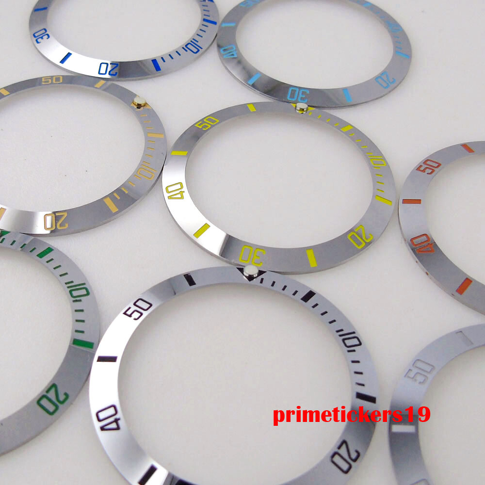 38mm*30.6mm Sloped Steel Watch Bezel Insert Ring Shiny Fit 40mm SUB Watch Case
