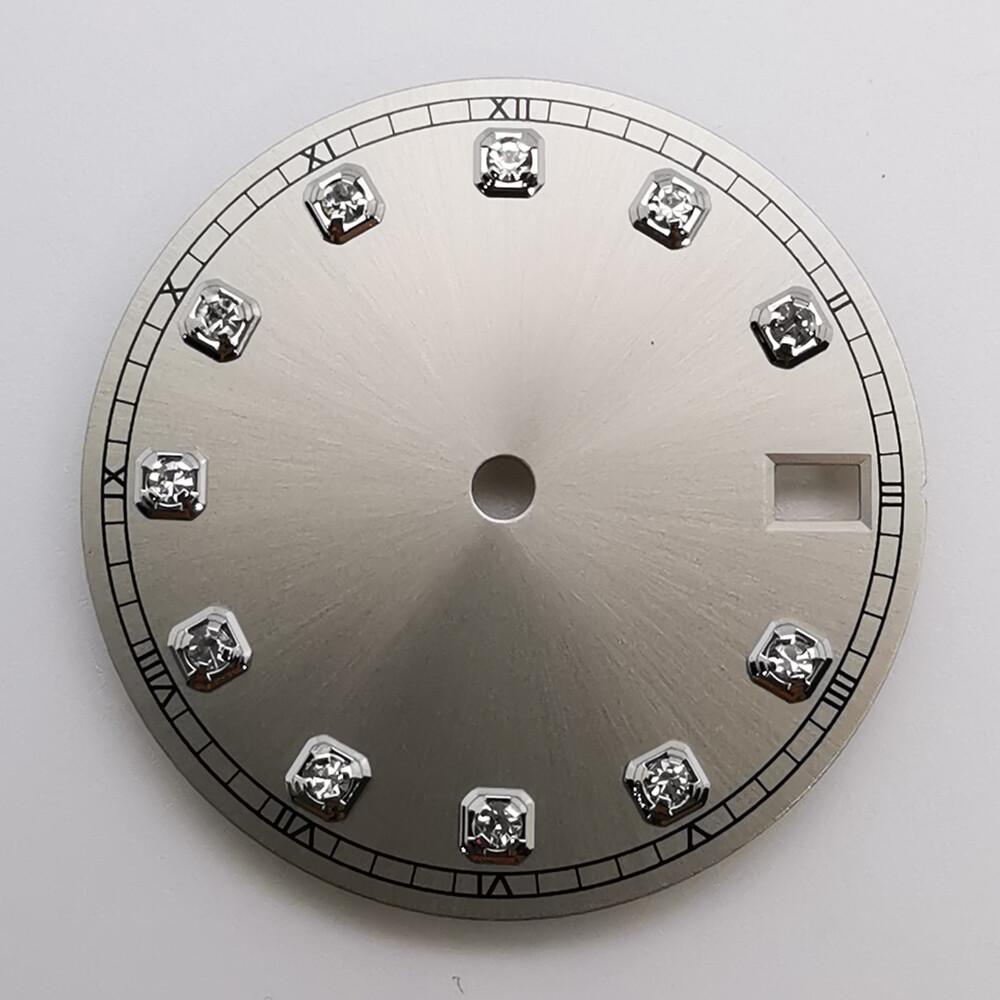 28.5mm black white blue green sterile diamond watch dial fit NH35 movement