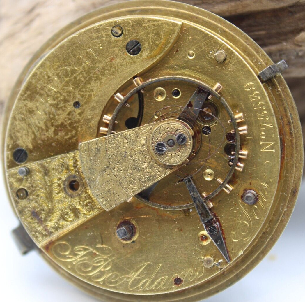 F.B. ADAMS & SONS POCKET WATCH MOVEMENT LONDON 73539 48mm (SP3)