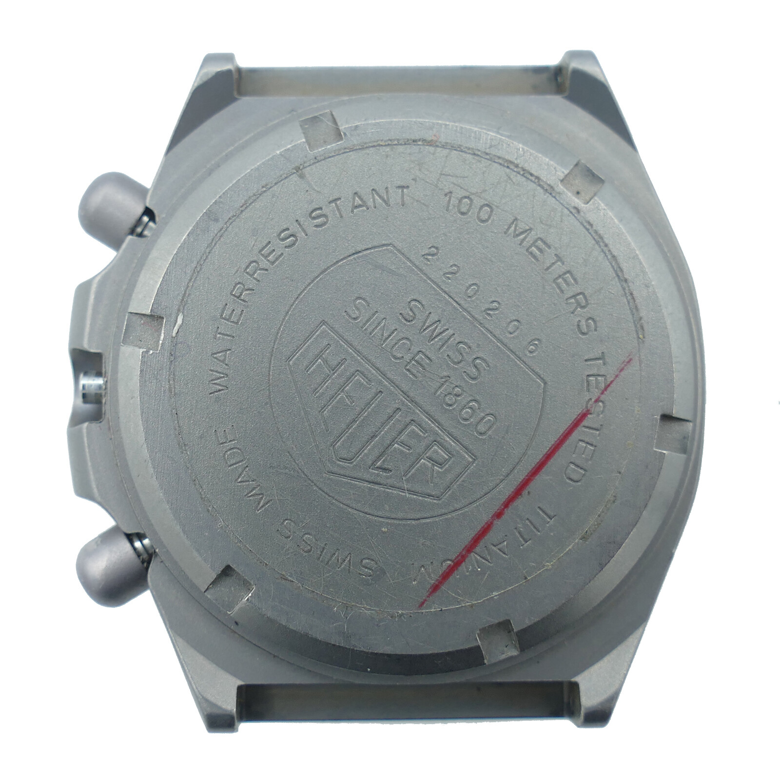 HEUER TITANIUM CHRONO 220206 39MM STAINLESS STEEL WATCH CASE FOR PARTS OR REPAIR