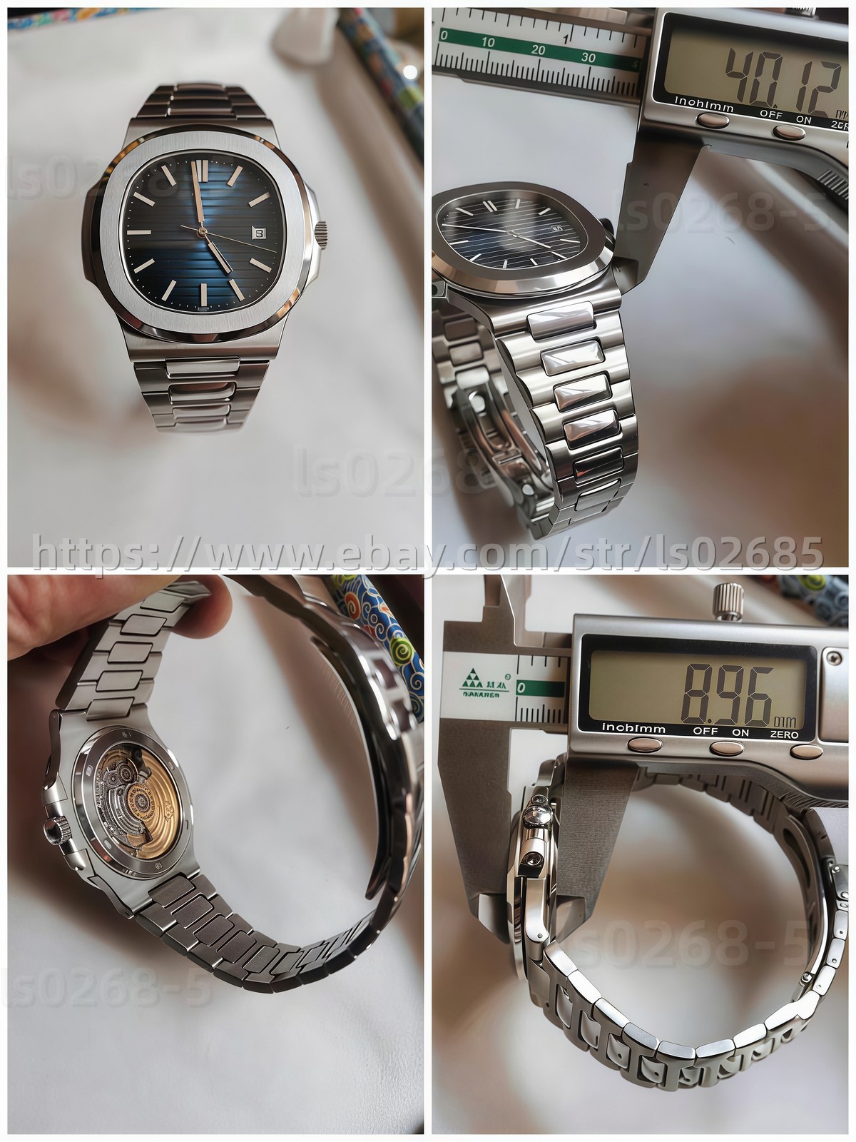 DIY SET for 2824 watch case + dial + hands + Strap sapphire 40mm