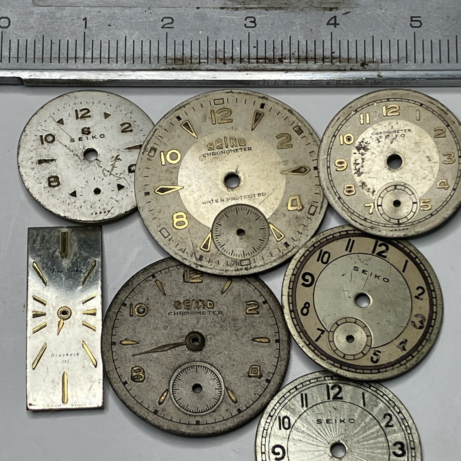7 Vintage Seiko Watch Dials Chronometer Fine Seiko 1940s-60s Parts Lot