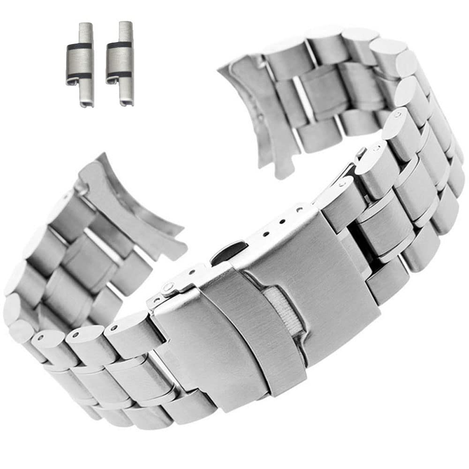 Curved End Replacement Watch Band 18mm 20mm 22mm 24mm Stainless Steel Watchba…