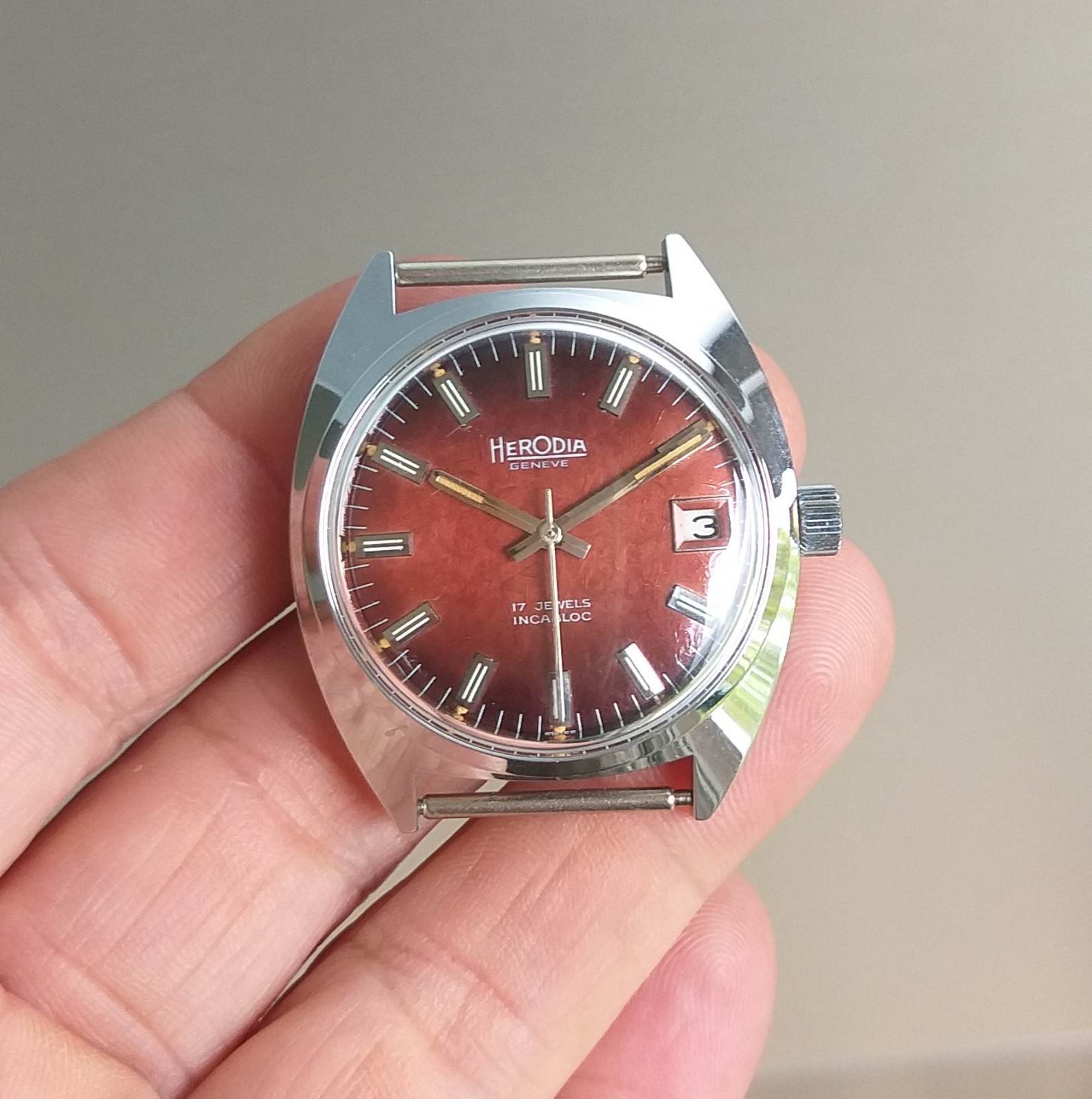 Fontainemelon FHF 974 Swiss Case and Texture Dial 1970’s 35mm NOS Part