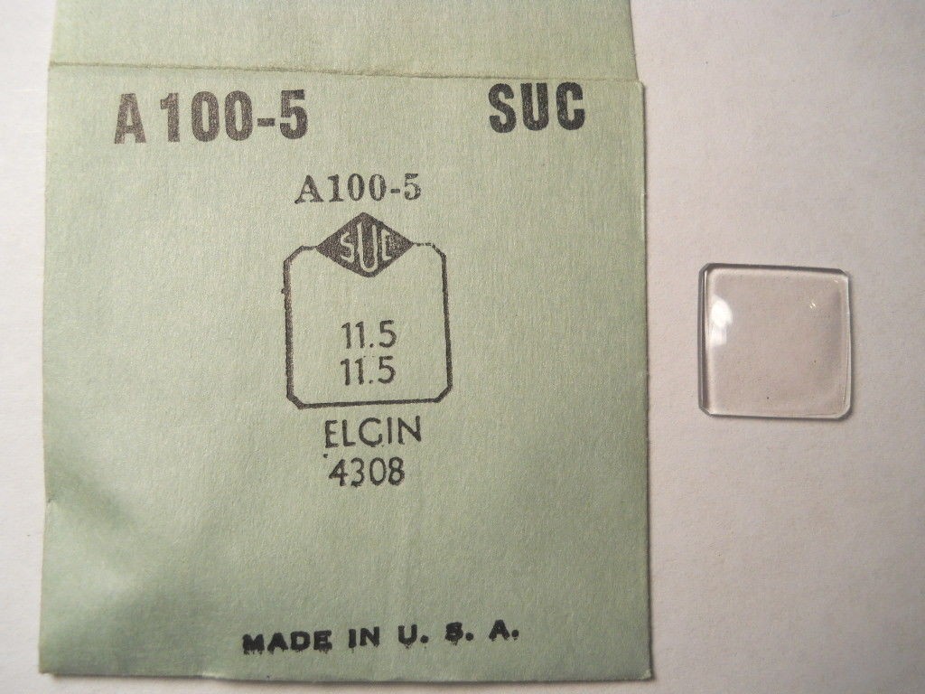 SUC A100-5 Watch Crystal For Elgin 4308 – 11.5 x 11.5 mm – Replacement / Repair