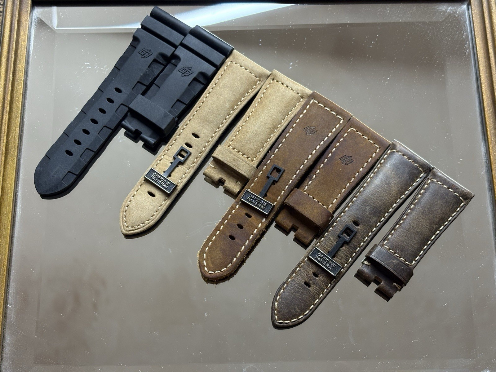 Authentic Panerai 26mm Strap X4 Read Description. Cheap Lot! Leather And rubber