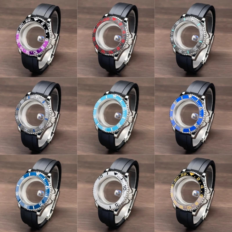 40mm NH35 Watch Case YM Sub GMT Rotating Bezel Rubber Strap Sapphire NH36