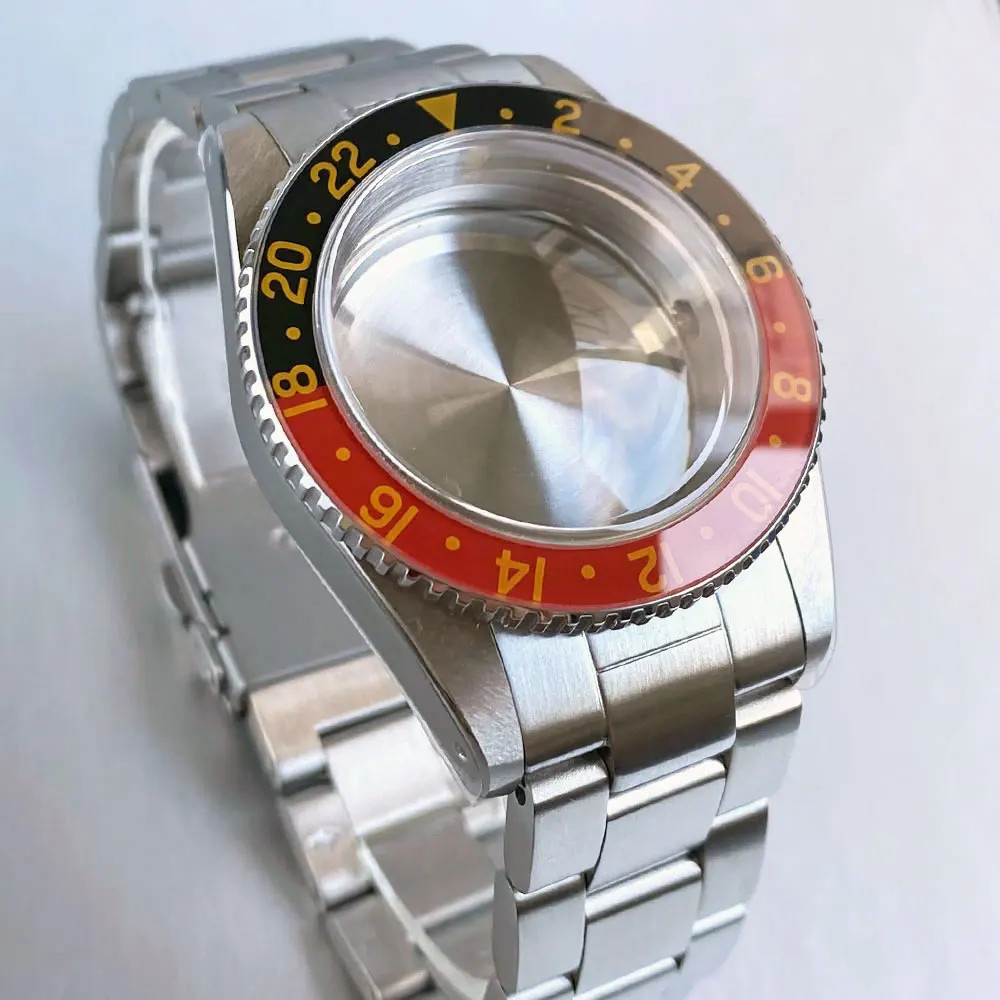 38Mm Stainless Steel Brushed 200M Diver Watch Case Black Dial Fit NH34 NH35 Dome
