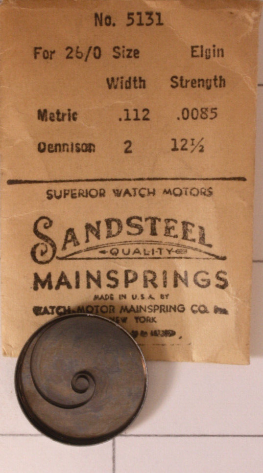 Watch Mainspring size Elgin 26/0 2 x 12