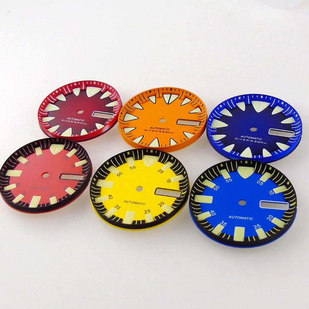 29mm Tandorio Blue Orange Red Yellow Dial Chapter ring Fit Japan NH36A movement