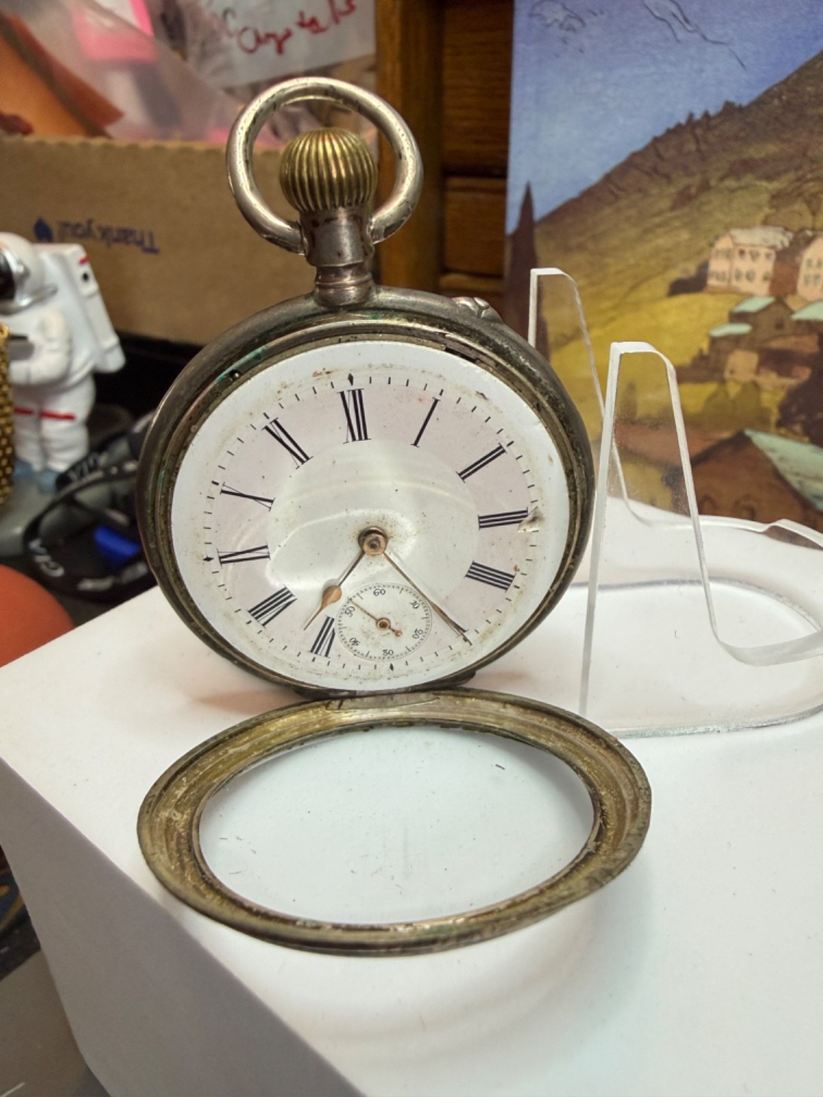 For Project or Parts: Astra Movement, Unsigned Case, 800 Silver, Needs a service