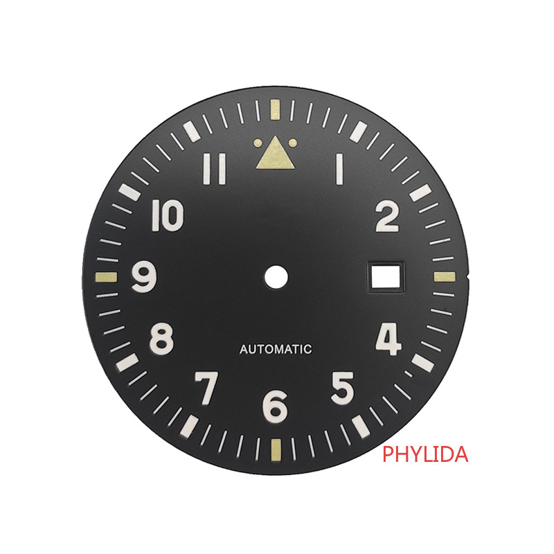 Super Green Lume 35.5mm Pilot’s Watch Dial Fit Miyota8215 DG2813 ETA2824 Mov’t