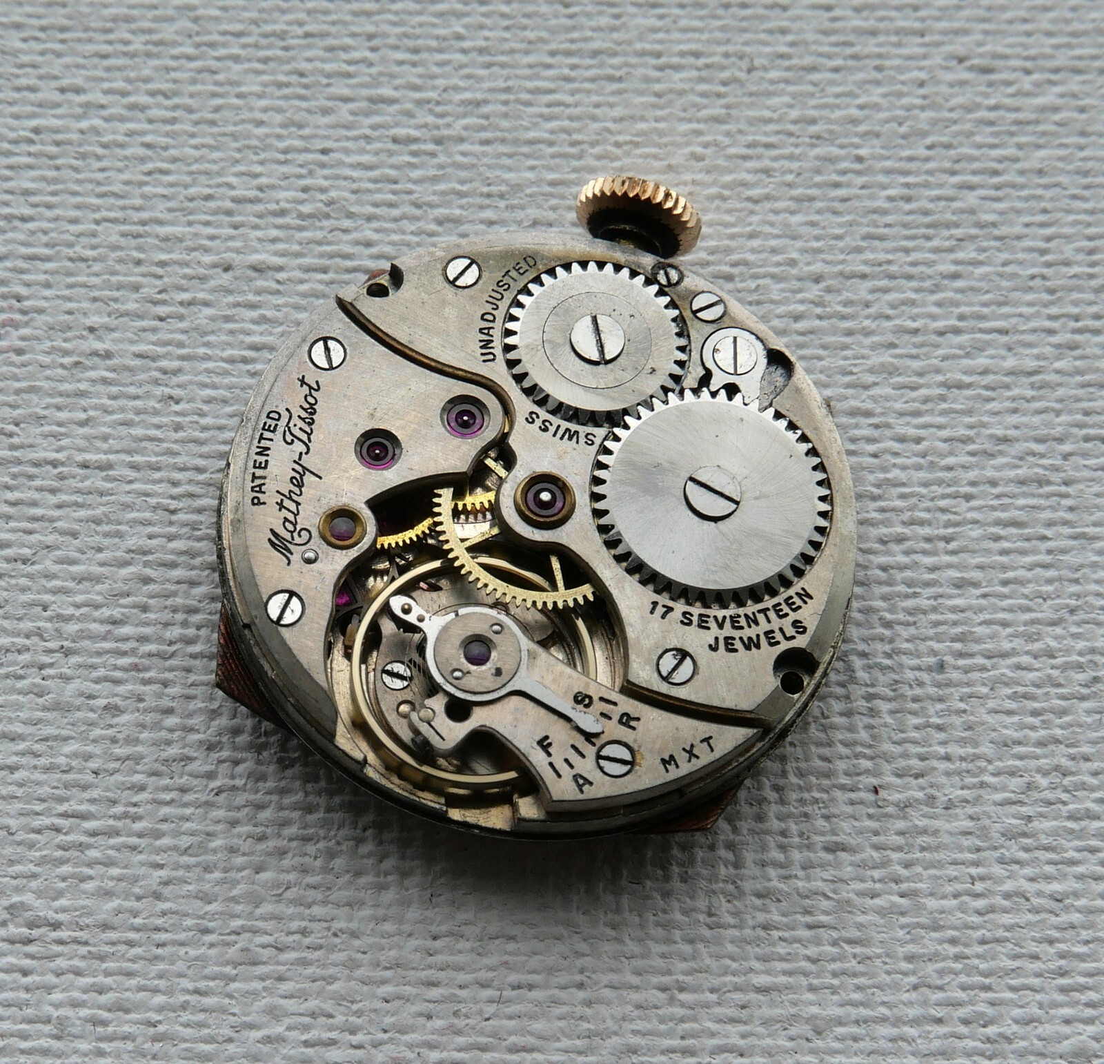 VINTAGE MATHEY TISSOT WATCH CAL.162 MOVEMENT 17 JEWELS FOR PARTS