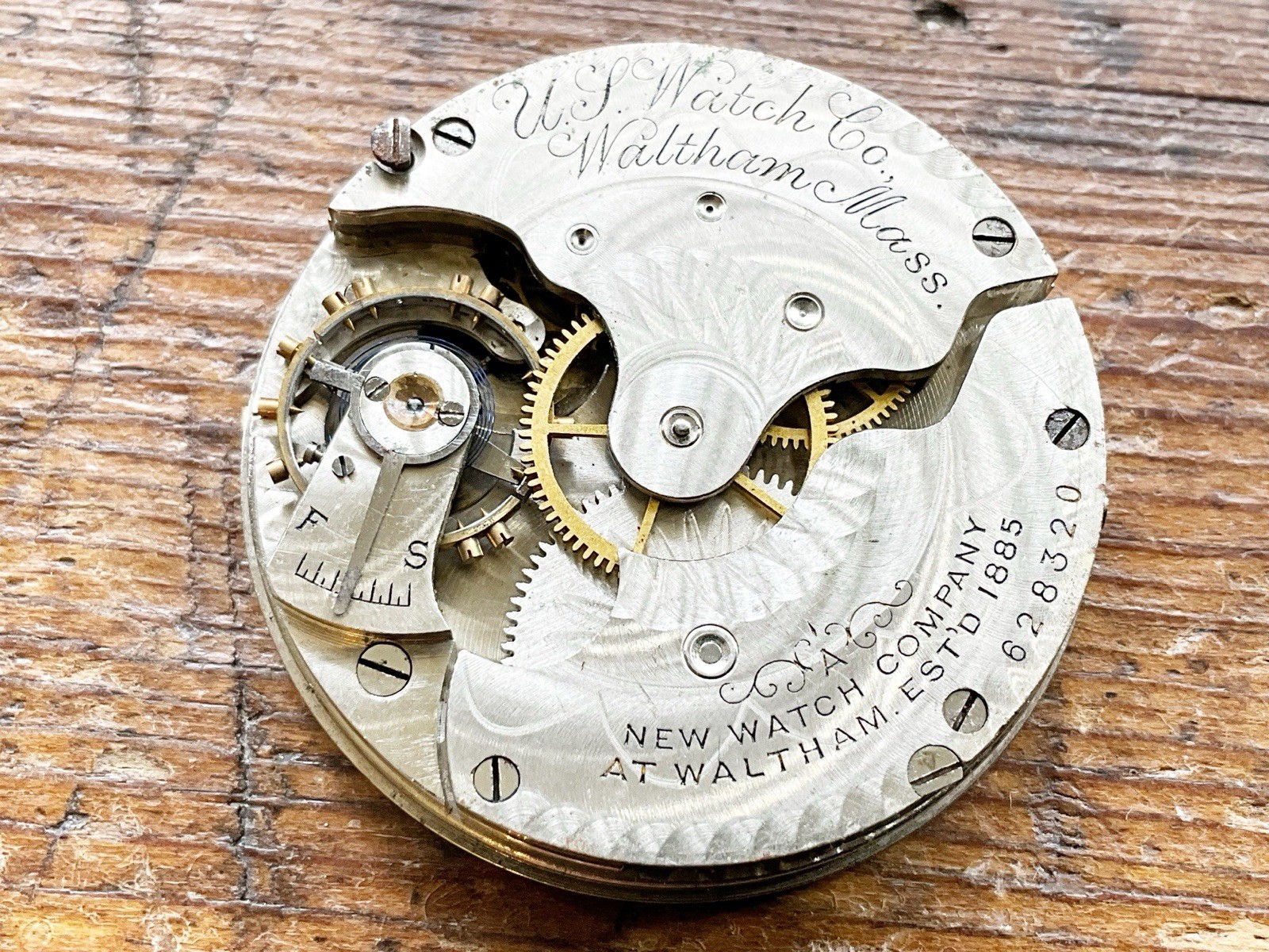 Antique United States Watch Co. Movement with Dial AS IS Parts / Repair