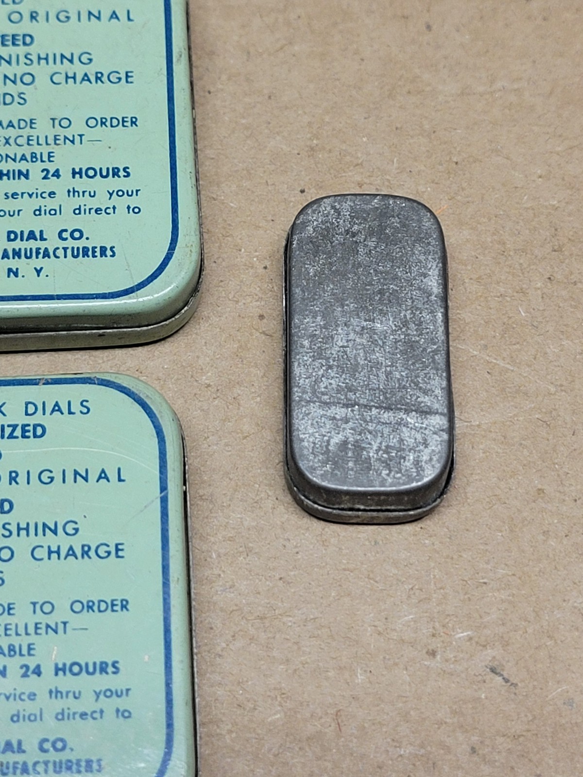 4 International Dial Co Watchmaker Small Parts Storage Tins Metal Tin + 2 Extra