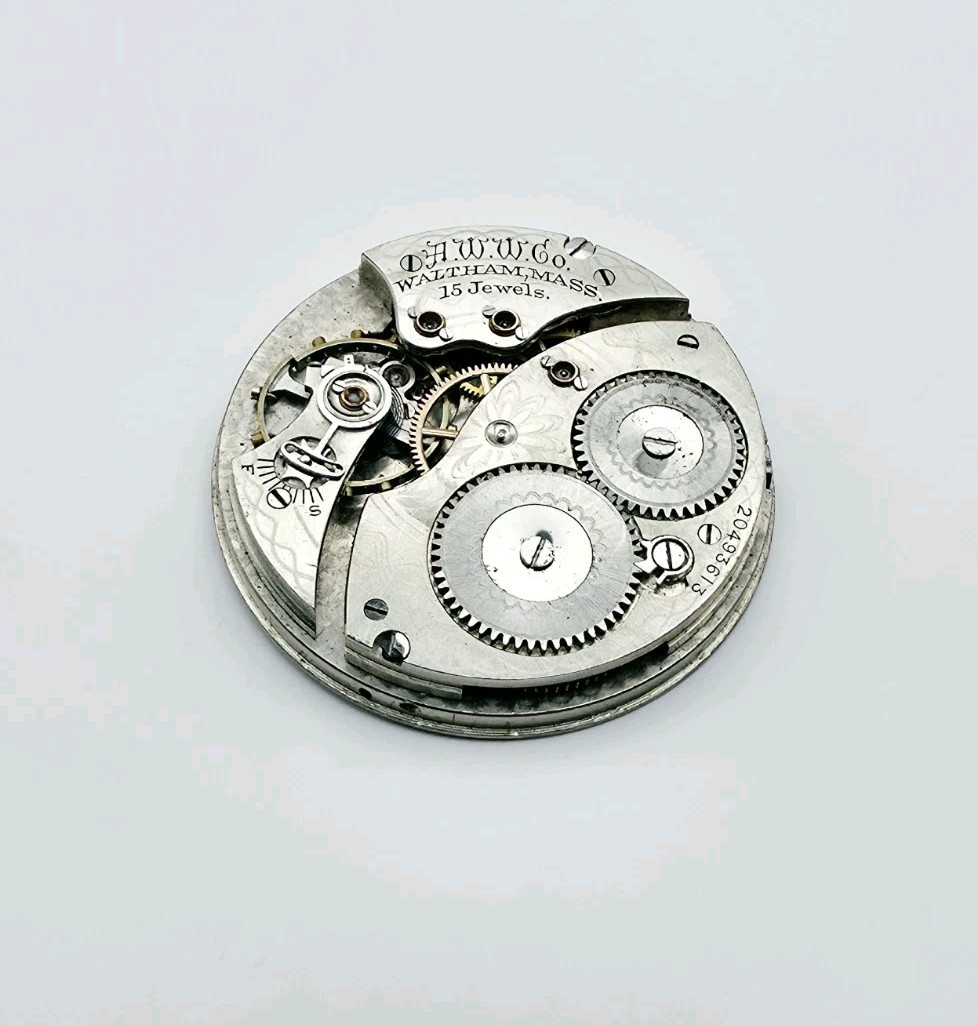 1915 Waltham Model 1894 Grade No. 220 15J 12s Pocket Watch Movement For Repair
