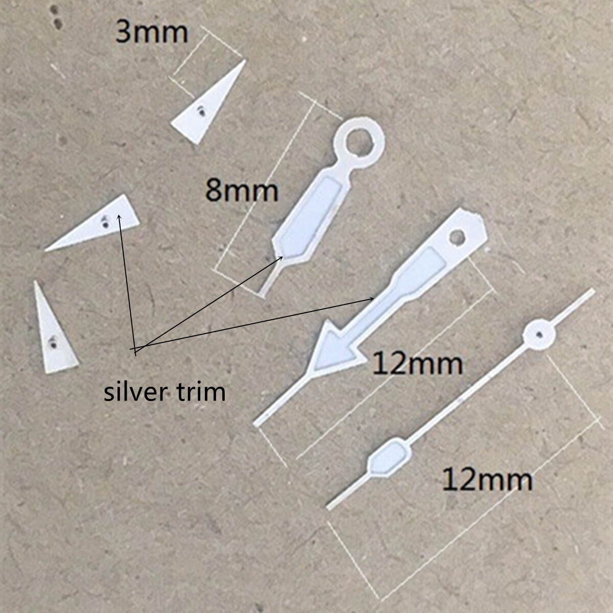 12mm Silver Trim Green Luminous Watch Hands for VD53 VD54 VD57 Movement