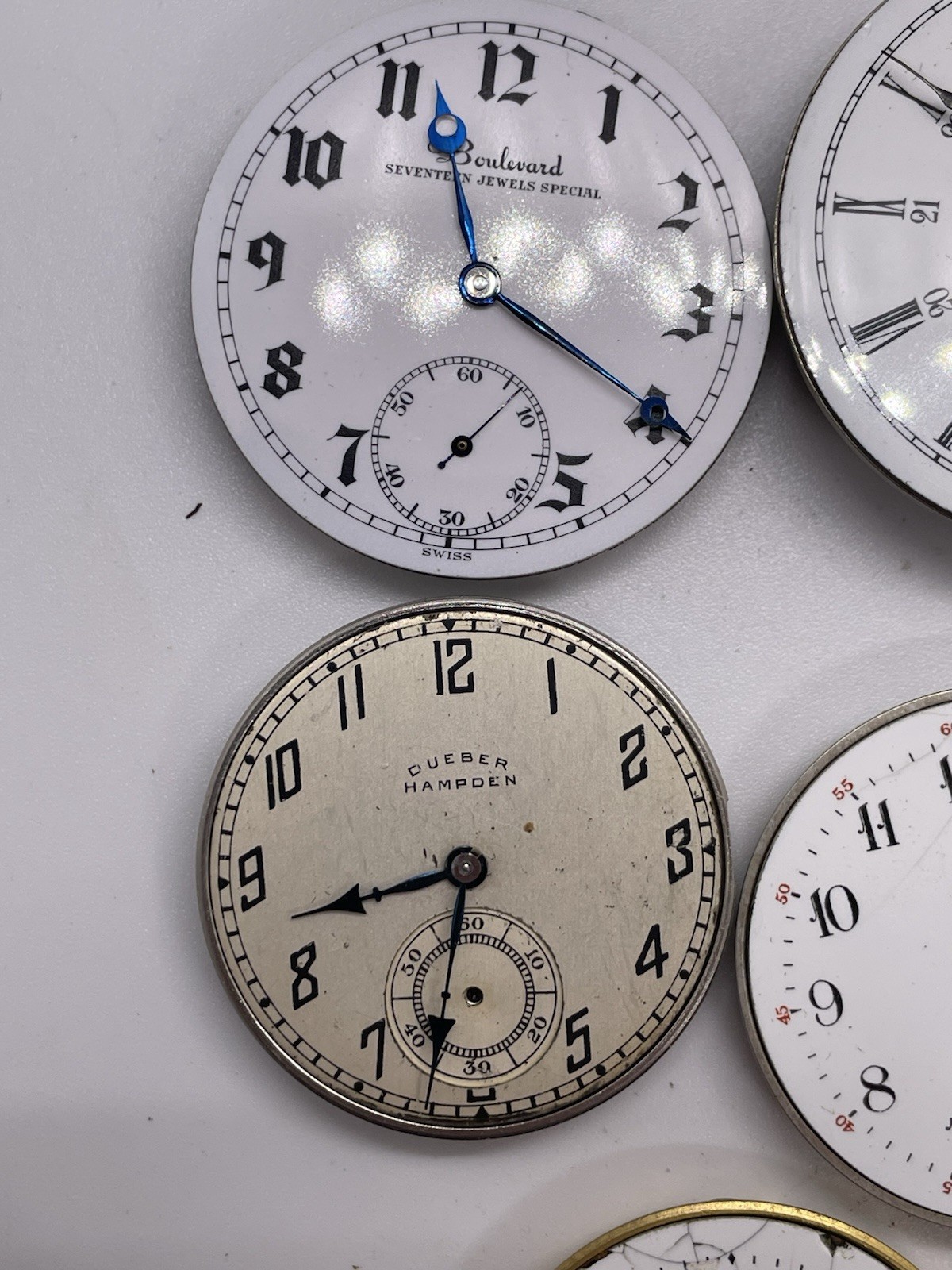 Lot of Pocket Watch Movements Hampden, Swiss & More Parts Lot #2