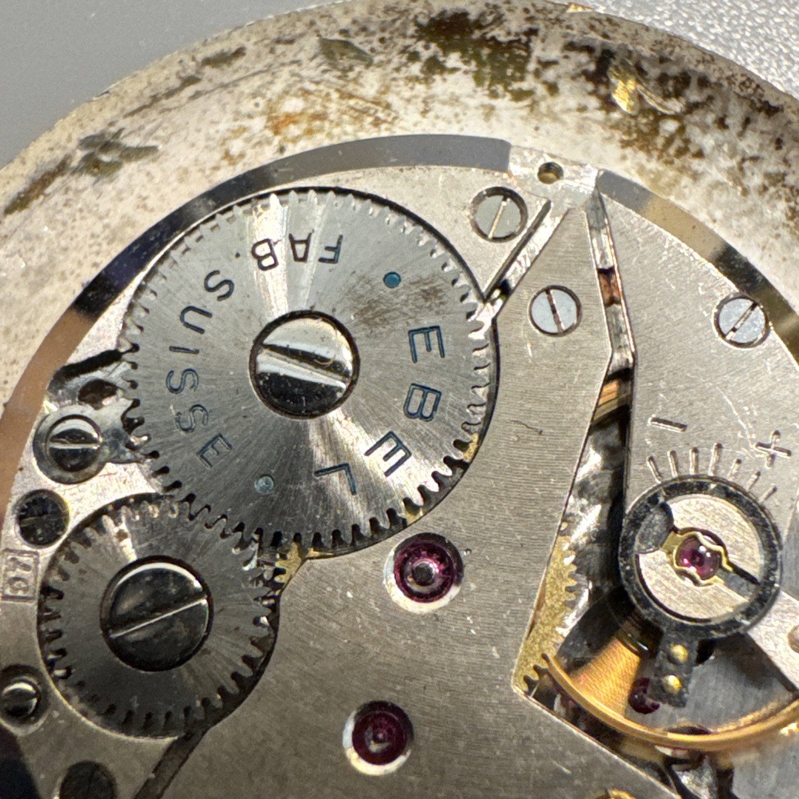 Works! Vintage Ebel Fab Suisse Men’s Wind Up Watch Movement Dial Face Hands