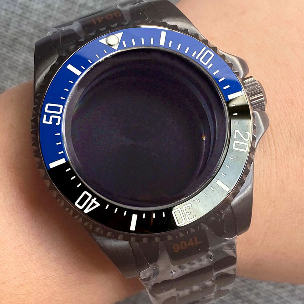 Black PVD 43mm SEA automatic Watch Case Fit 2824 2836 8215 Japan NH35 NH36 NH34