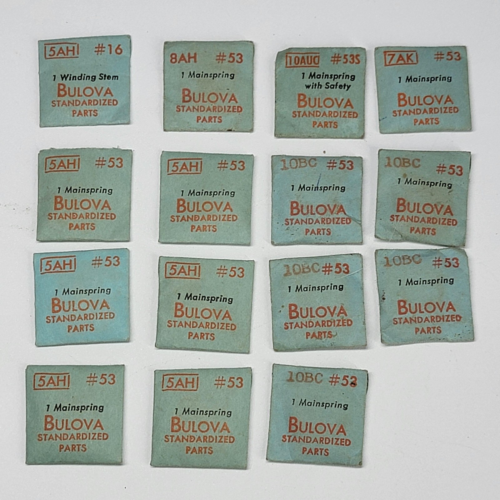 Bulova Watch Parts Sealpack Lot Mainsprings Winding Stem Caliber 5AH 8AH Vintage