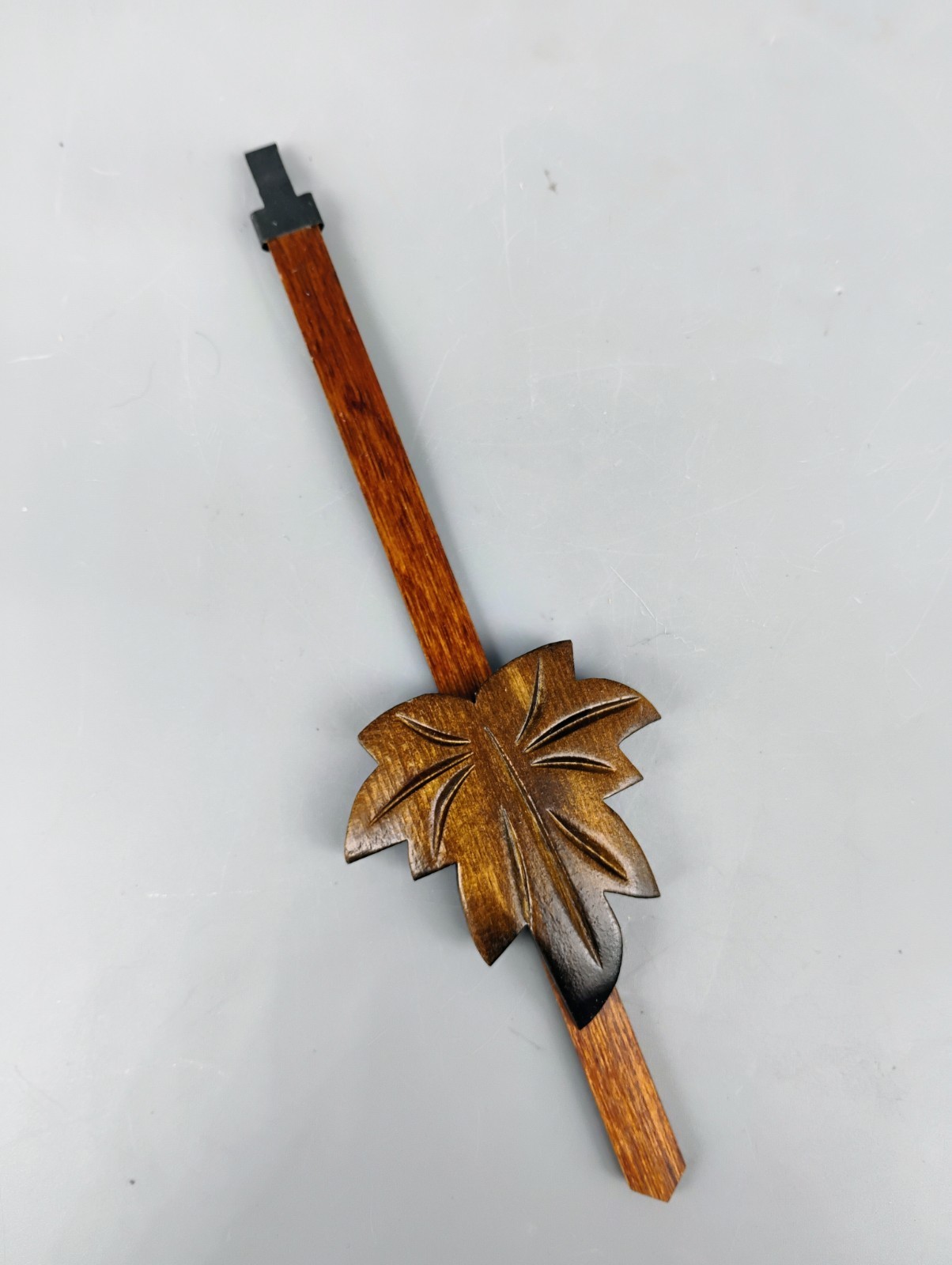 Maple Leaf Pendulum for Quartz Cuckoo Clocks Dark Brown/Walnut Finish 7.5″