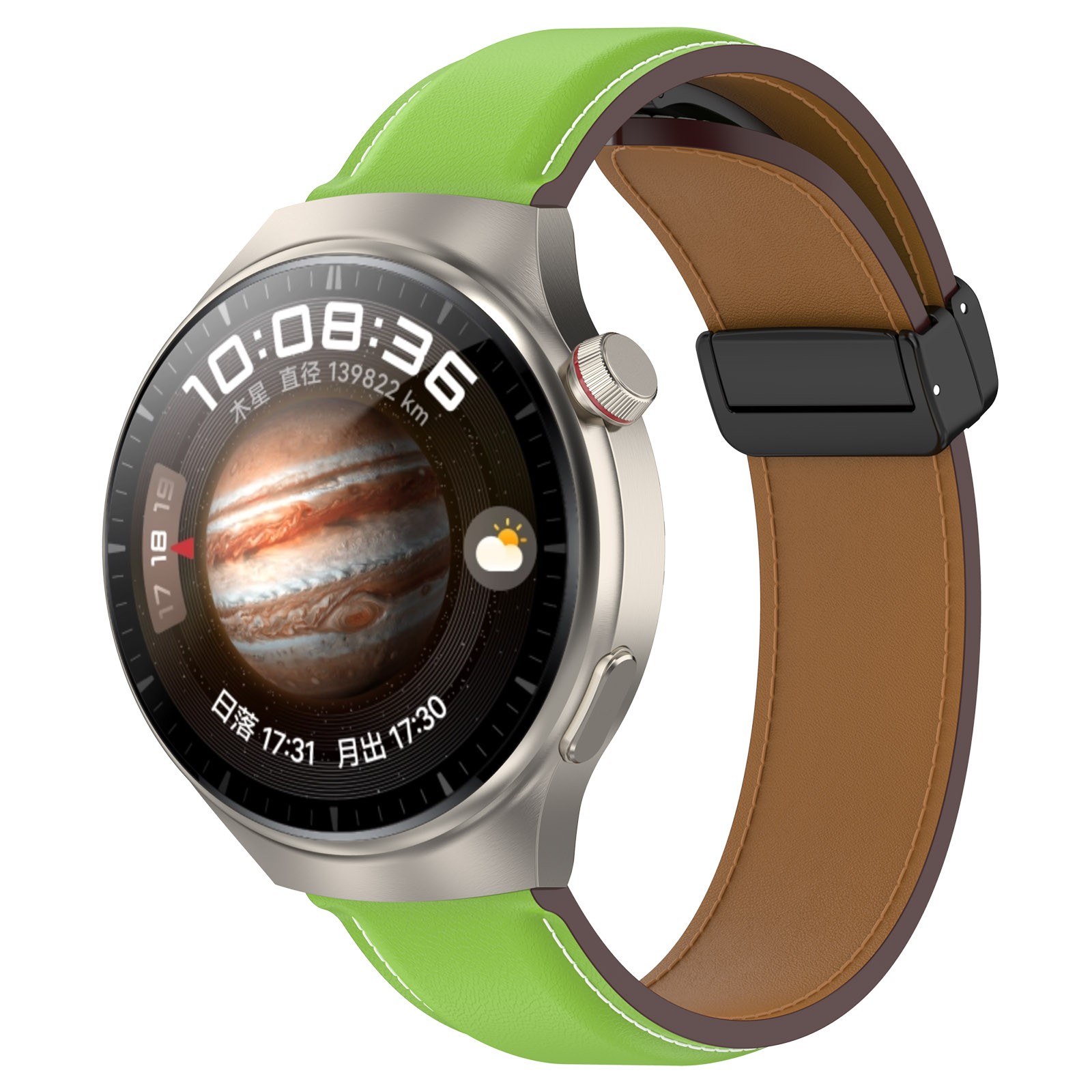 Leather Watch Strap with Folding Buckle for Huawei/Samsung Galaxy/Amazfit Series