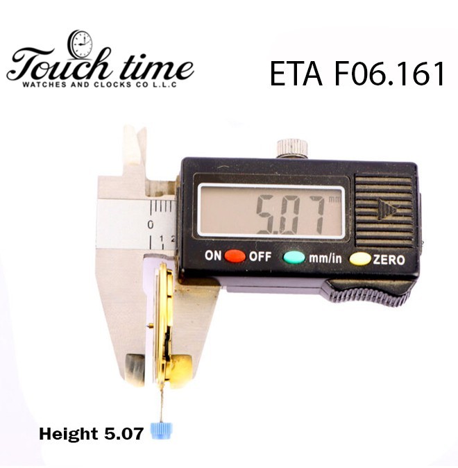 ETA F06.161 Swiss Watch Movement, 3Hands, White Date Disk At 3, Height:5.07.