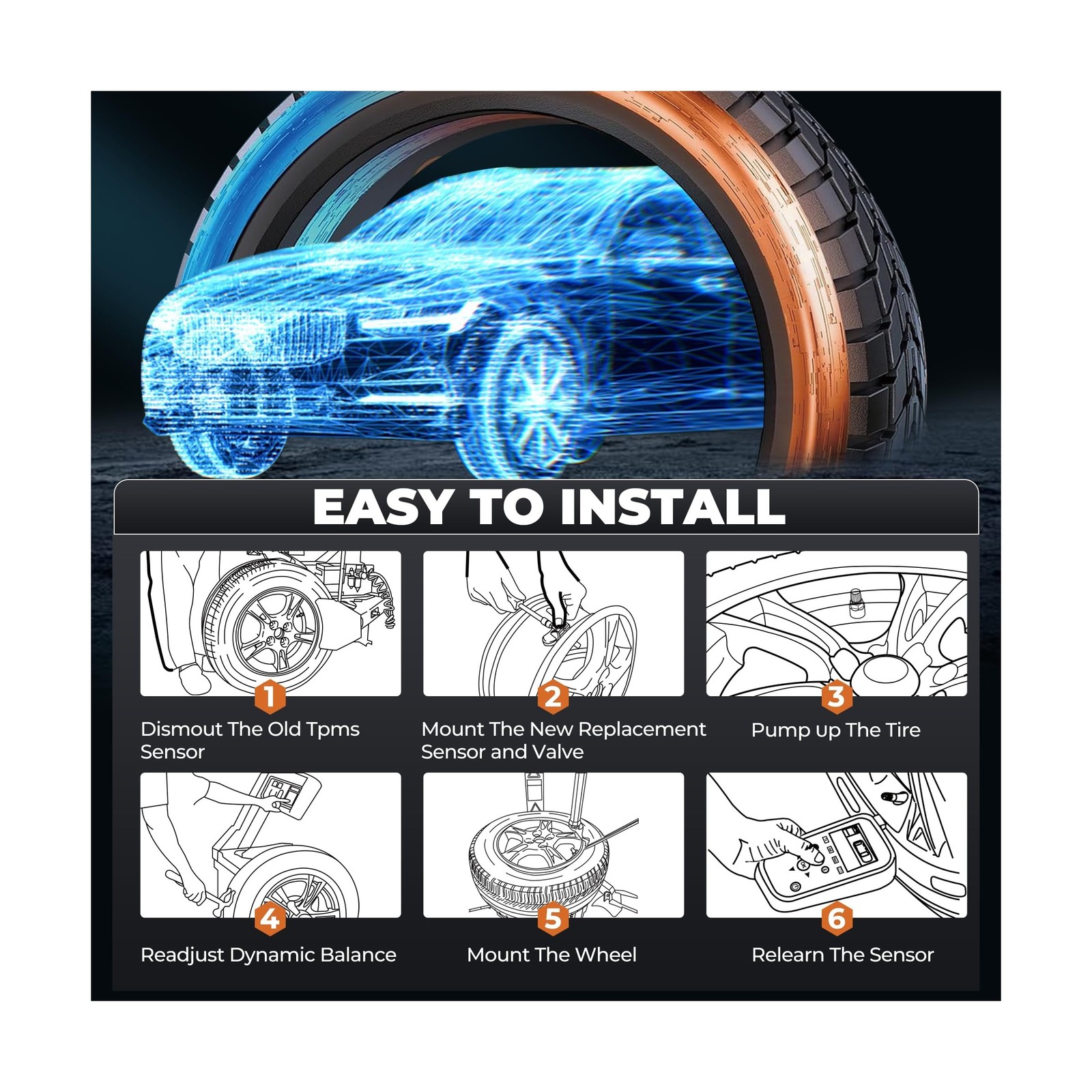 Ford TPMS Sensor, Tire Pressure Monitoring System Sensor fit for Ford F150 F2…