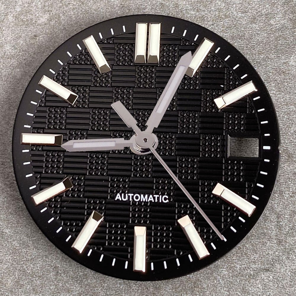 28.5mm Black White Blue Texture Luminous Watch Dial For NH35 NH36 Movement