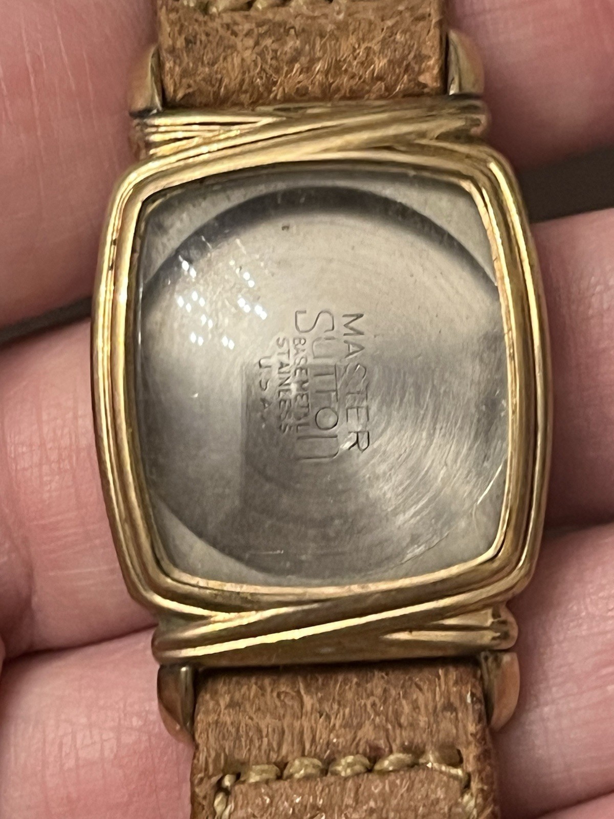 Vintage 10K RGP MASTER SUTTON Empty Watch Case & Pigskin Leather Band