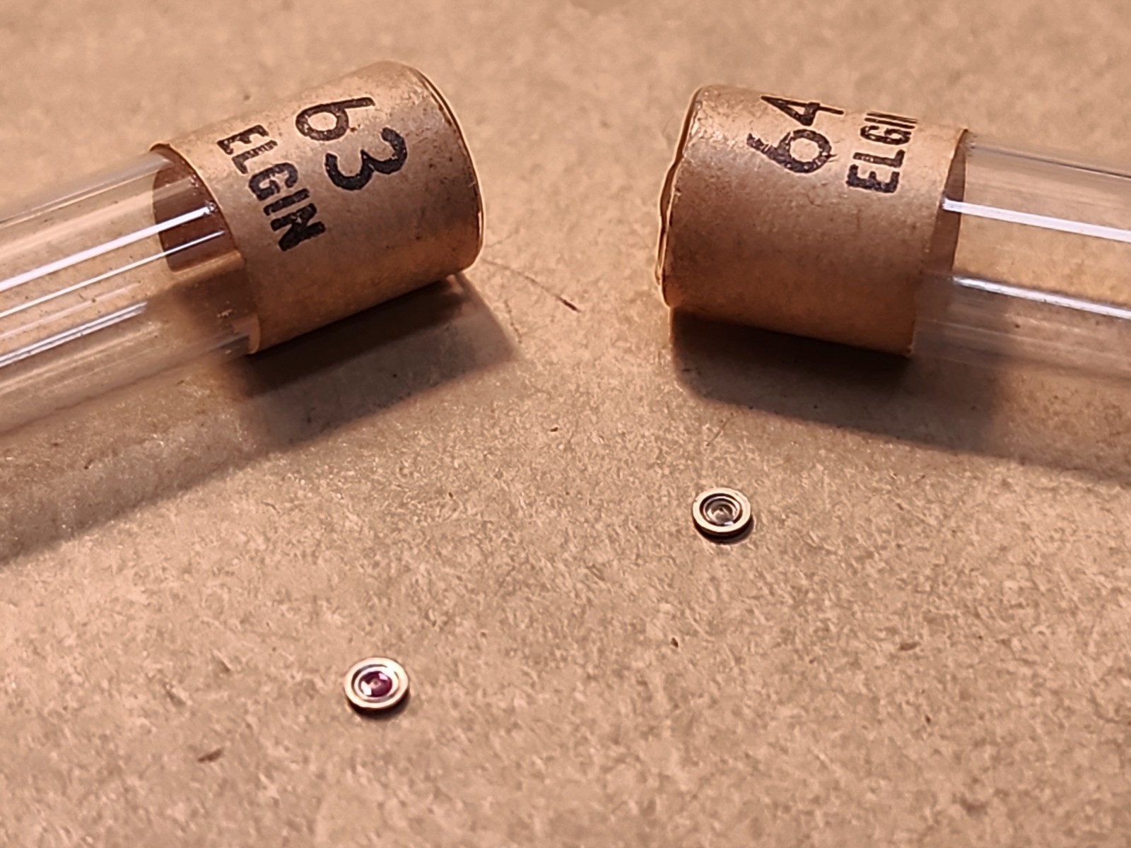 2 NOS Elgin 0s-3/0 Pocket Watch P/N 455 Balance Jewels Parts Spares