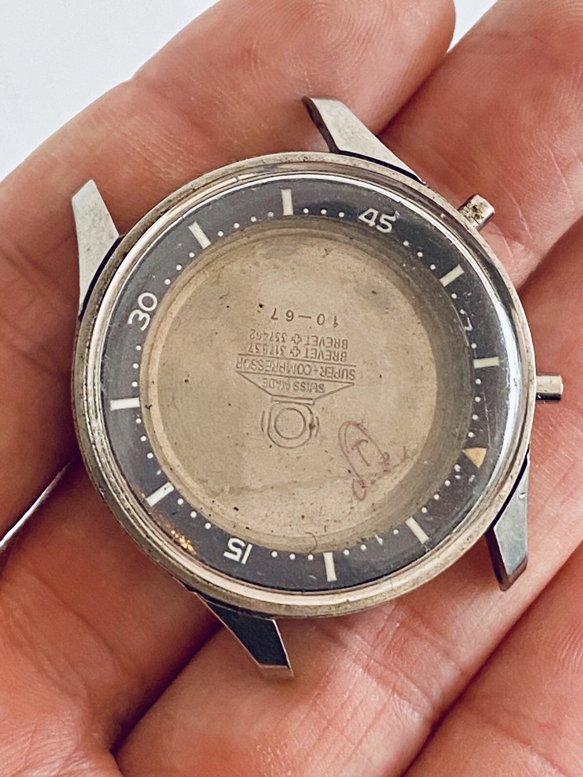 VINTAGE 36mm ETA Stainless Steel SUPERCOMPRESSOR DIVER SUMMIT 10-67 CASE
