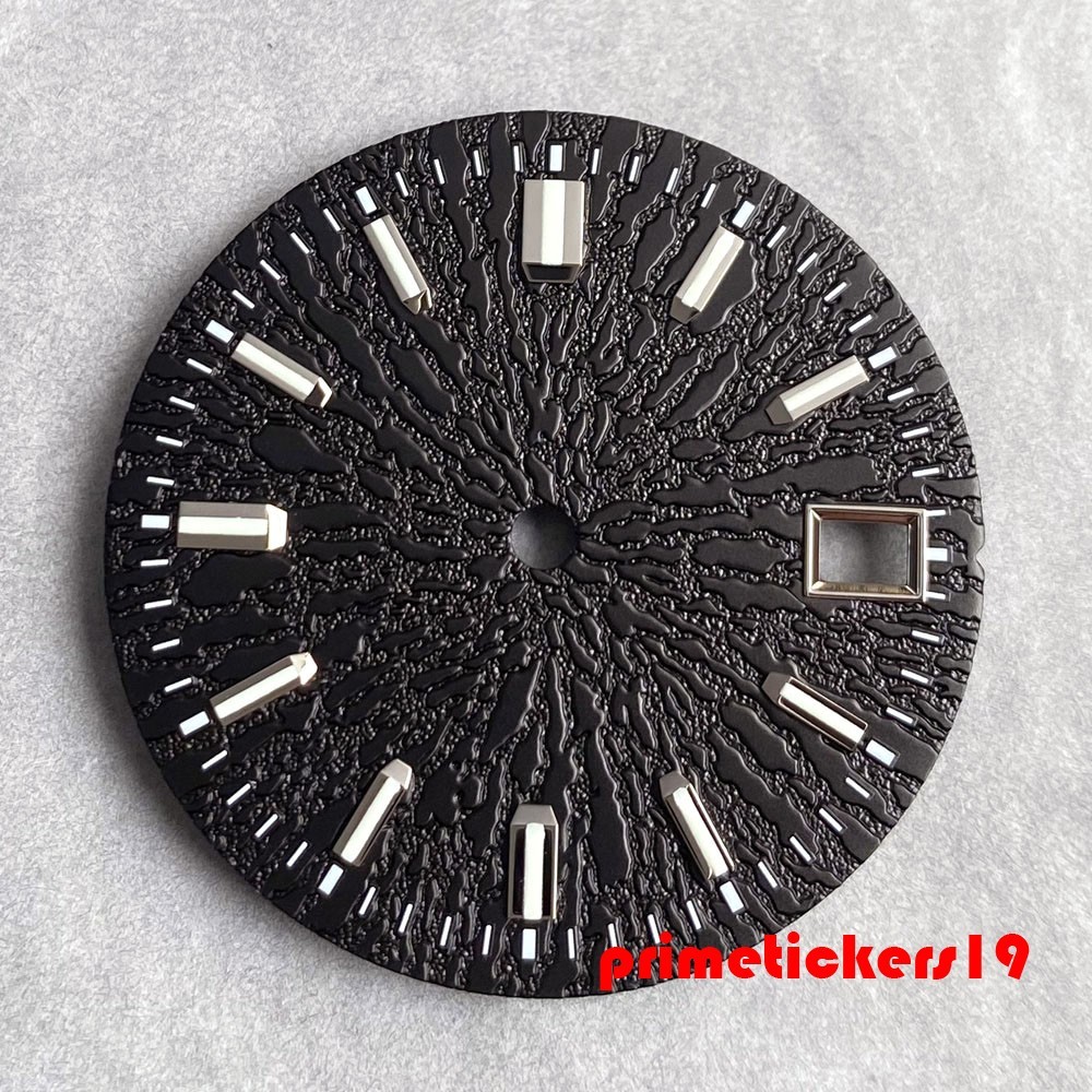 29mm Multicolor Watch Dial+Hands Texture Face Date Fit for NH35 Movt Green Lume