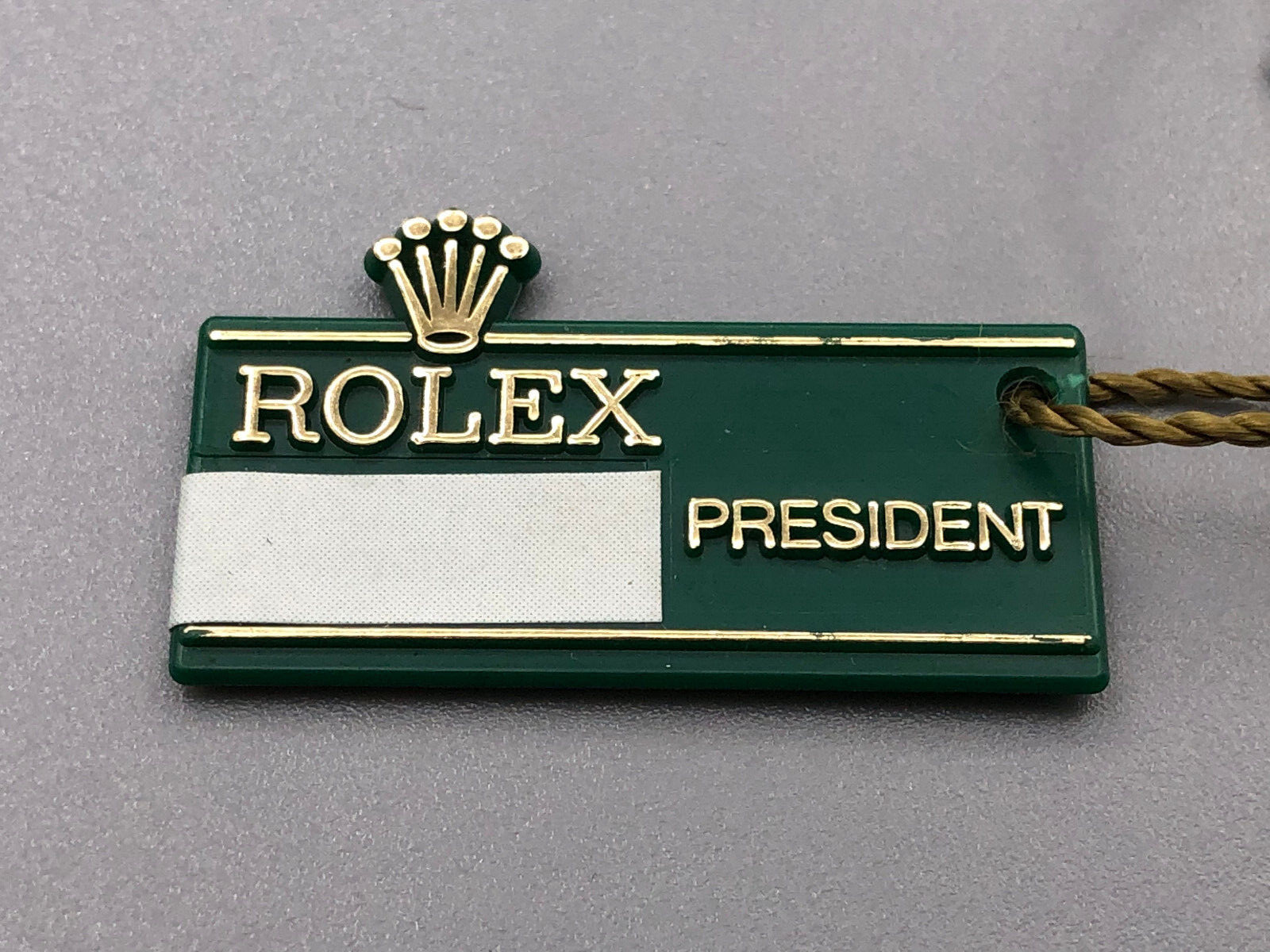 VINTAGE 70s 80s GENUINE BIG CROWN ROLEX PRESIDENT GREEN HANG TAG