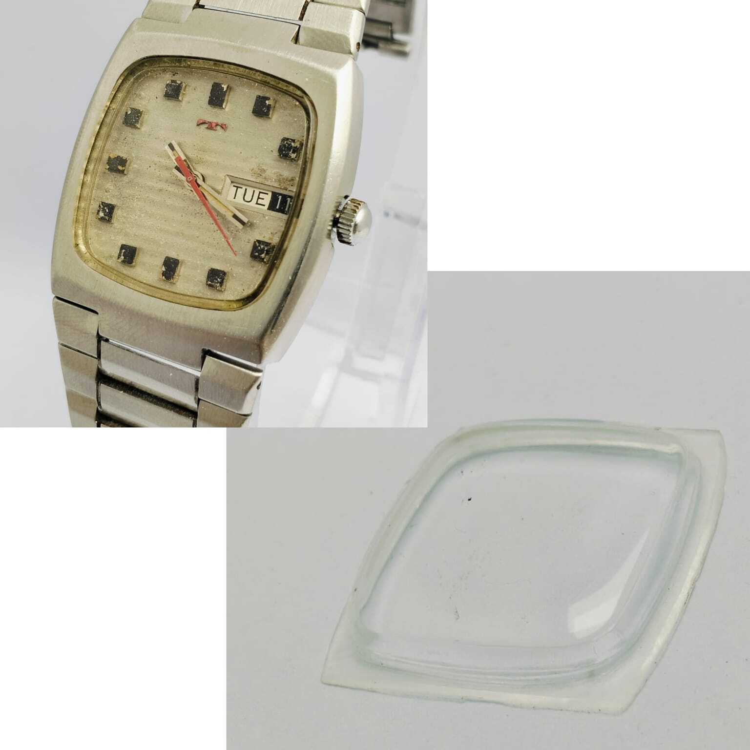 Technos World-Wide Automatic 2830 Crystal Watch Glass For Parts