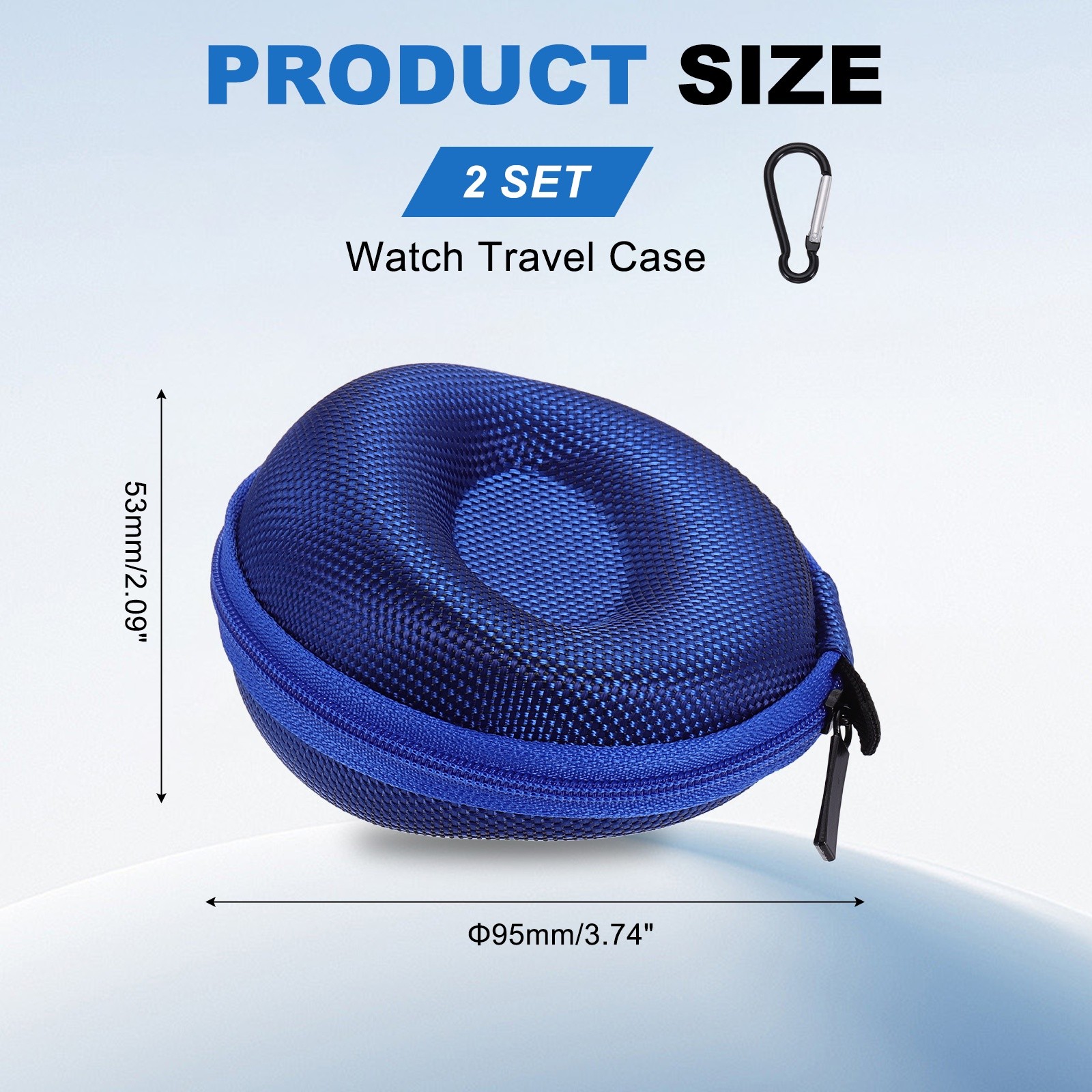 2pcs Watch Travel Case 1 Slot Velvet Watch Storage Box Up to 50mm / 2 Inch, Blue