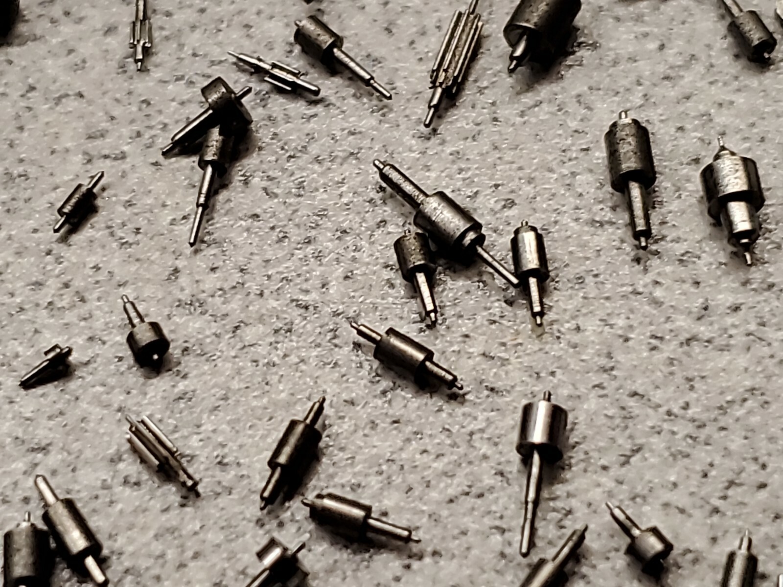 Lot Of 106 Pocket Watch Mixed Parts-Arbors, Pinions, Unfinished Staffs? etc