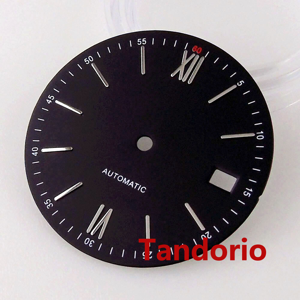 31mm Bliger Silver Blue Black Dial Hands Fit NH35A NH36A Movement Date Window