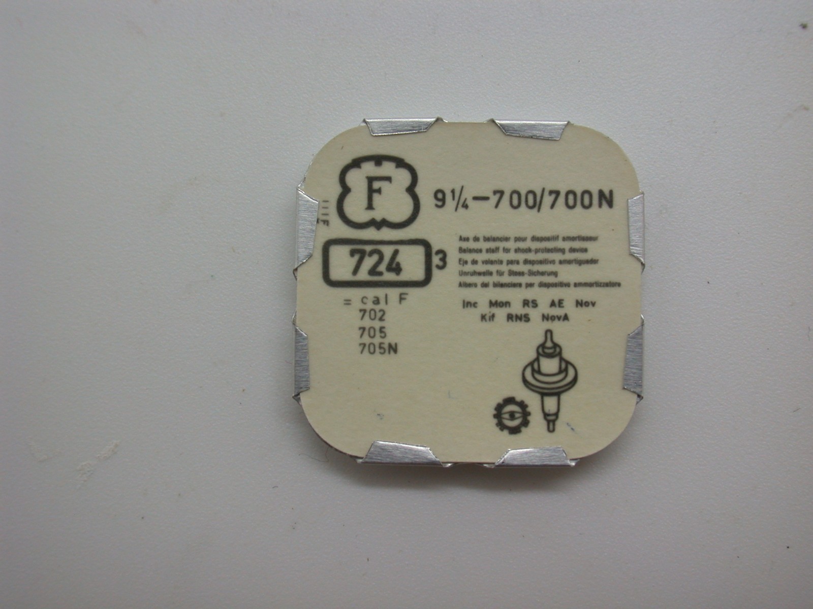 Felsa (F) Balance Staff Part #724 Calibre 465, 700, 1560, 4000, 4062, 4550 New