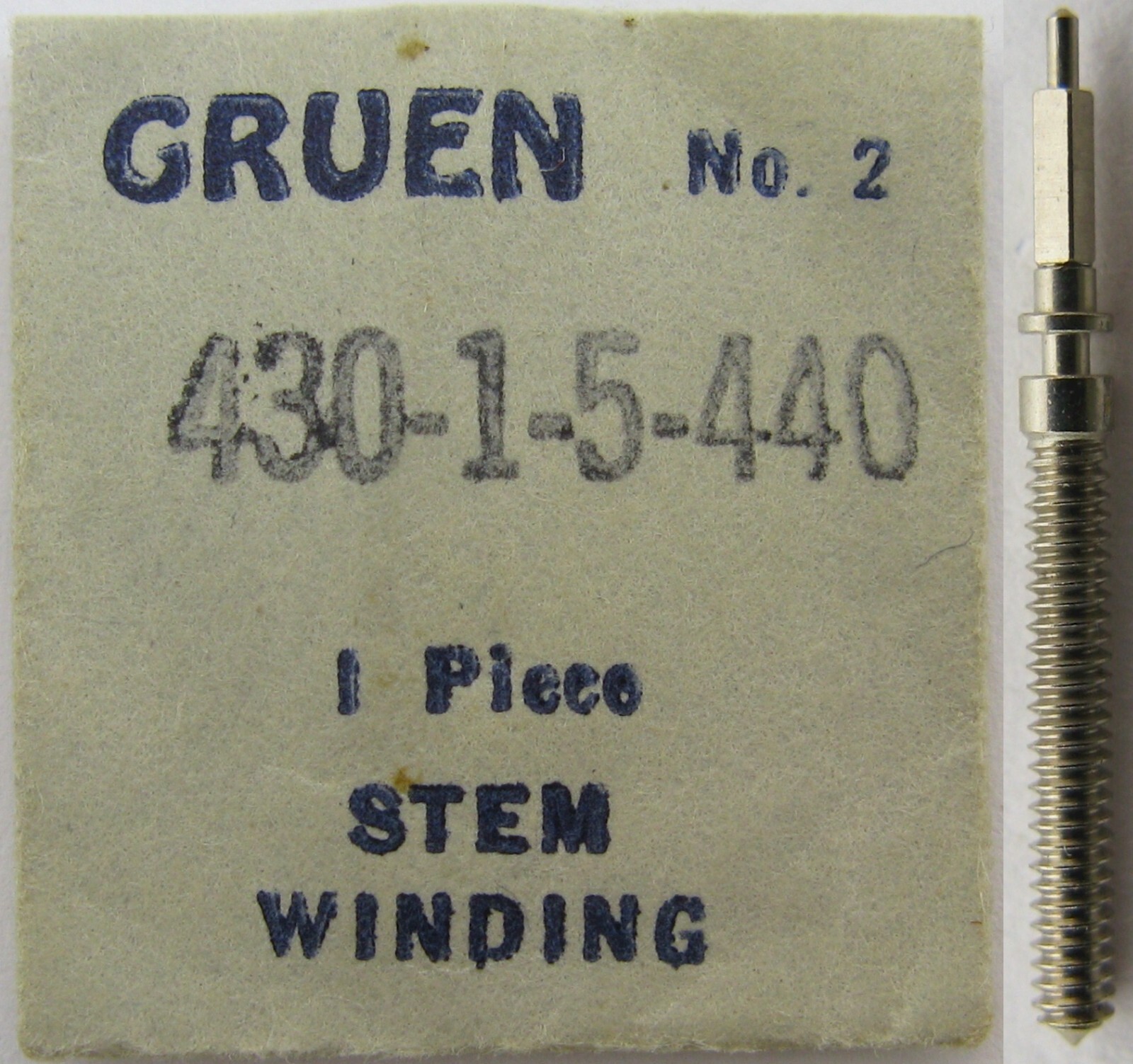 Gruen 430 440 watch movement part 401 winding stem * diameter 1.1 mm & tap 8 *