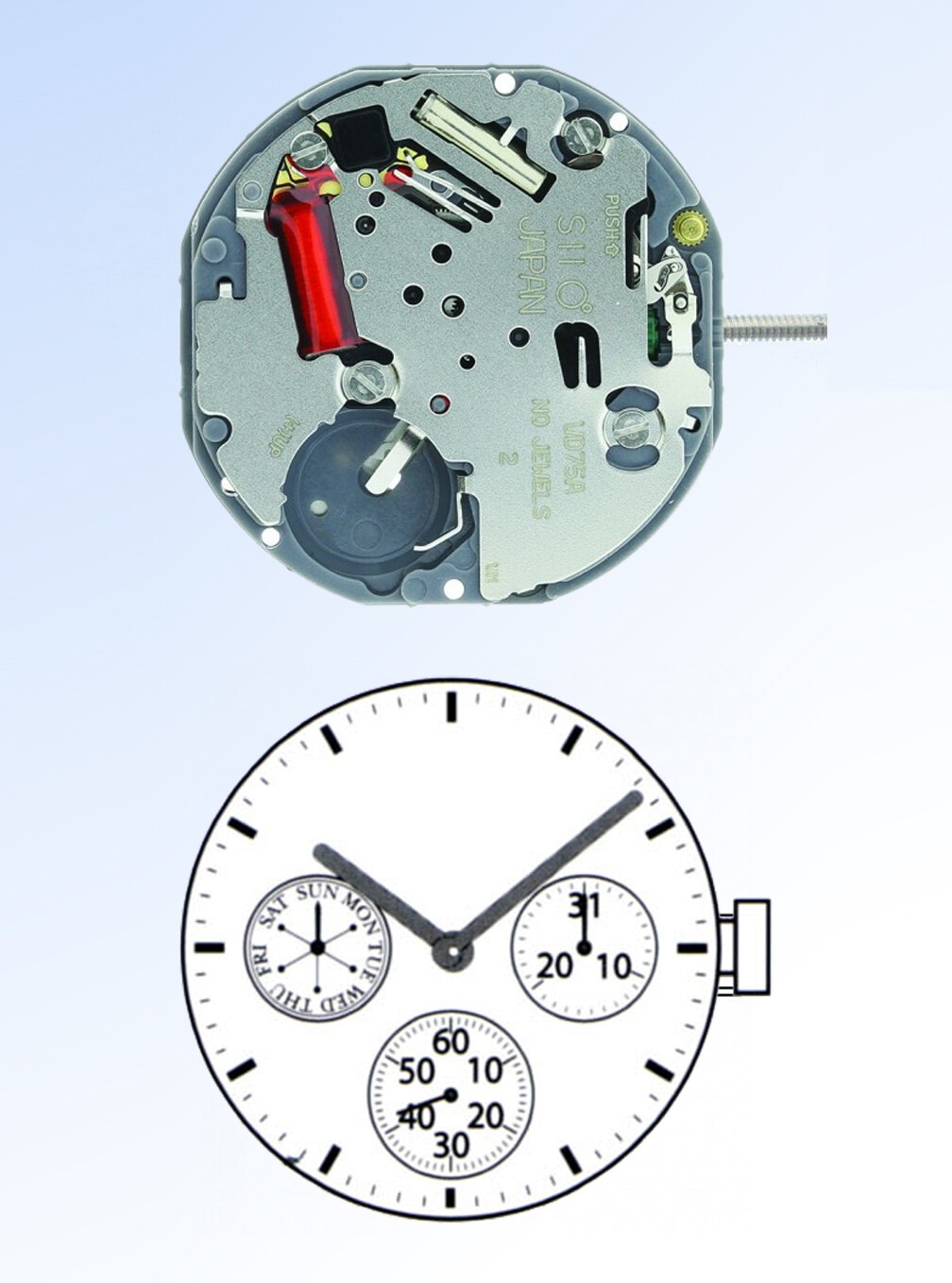 VD75 Watch Quartz Movement Replacement For Seiko Hattori VJ33 Watch Spare Parts
