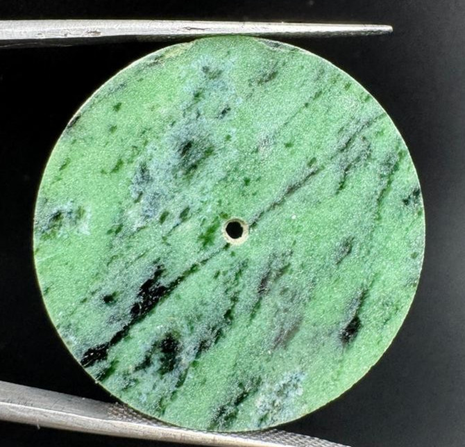 Green Ruby in Zoisite Watch Dial: Polished Gemstone, 31.5 mm Round shape GMC-566