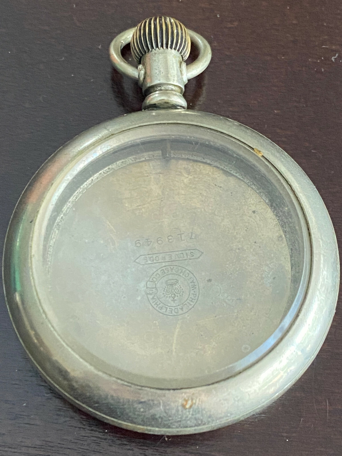VINTAGE 18S POCKET WATCH CASE ONLY. CHOO CHOO ON BACK, LEVER SET , SILVERODE