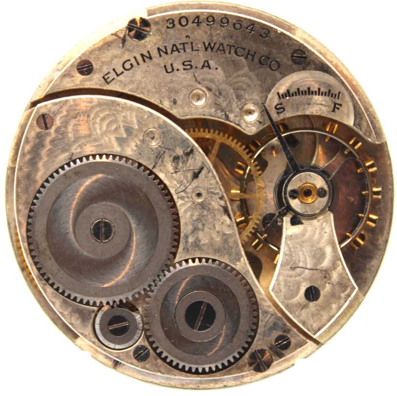 1928 ELGIN POCKET WATCH MOVEMENT 30499643 GRADE 303 12s 7j (FO2)
