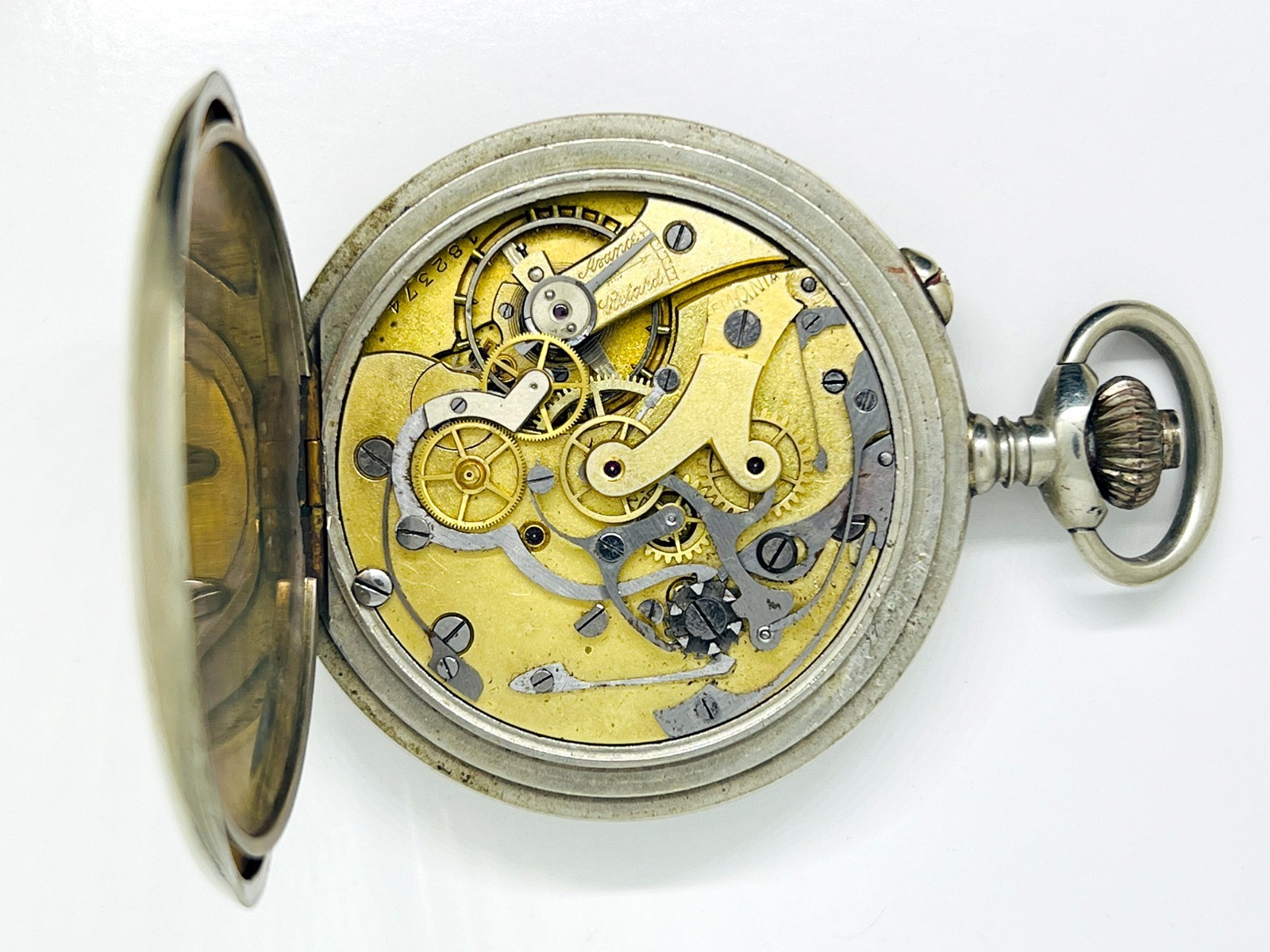 ANTIQUE WWII LEMANIA CHRONOGRAPH POCKET WATCH FOR PARTS OR REPAIR LOT 2522