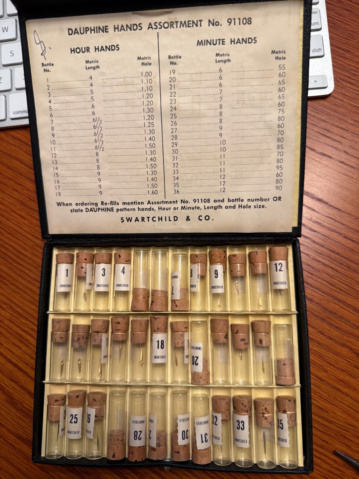 Vintage Swartchild Dauphine Watch Hand Case Assortment Kit #91108