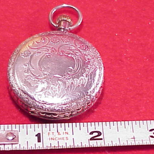 VINTAGE O.F. STERLING SILVER 6 SIZE FANCY ENGRAVED POCKET WATCH CASE EMPTY 41MM