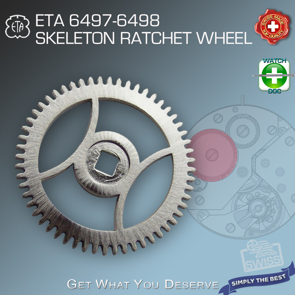 SKELETON RATCHET WHEEL, FIT MOVEMENT ETA UNITAS 6497, 6498, H-DESIGN LASER CUT