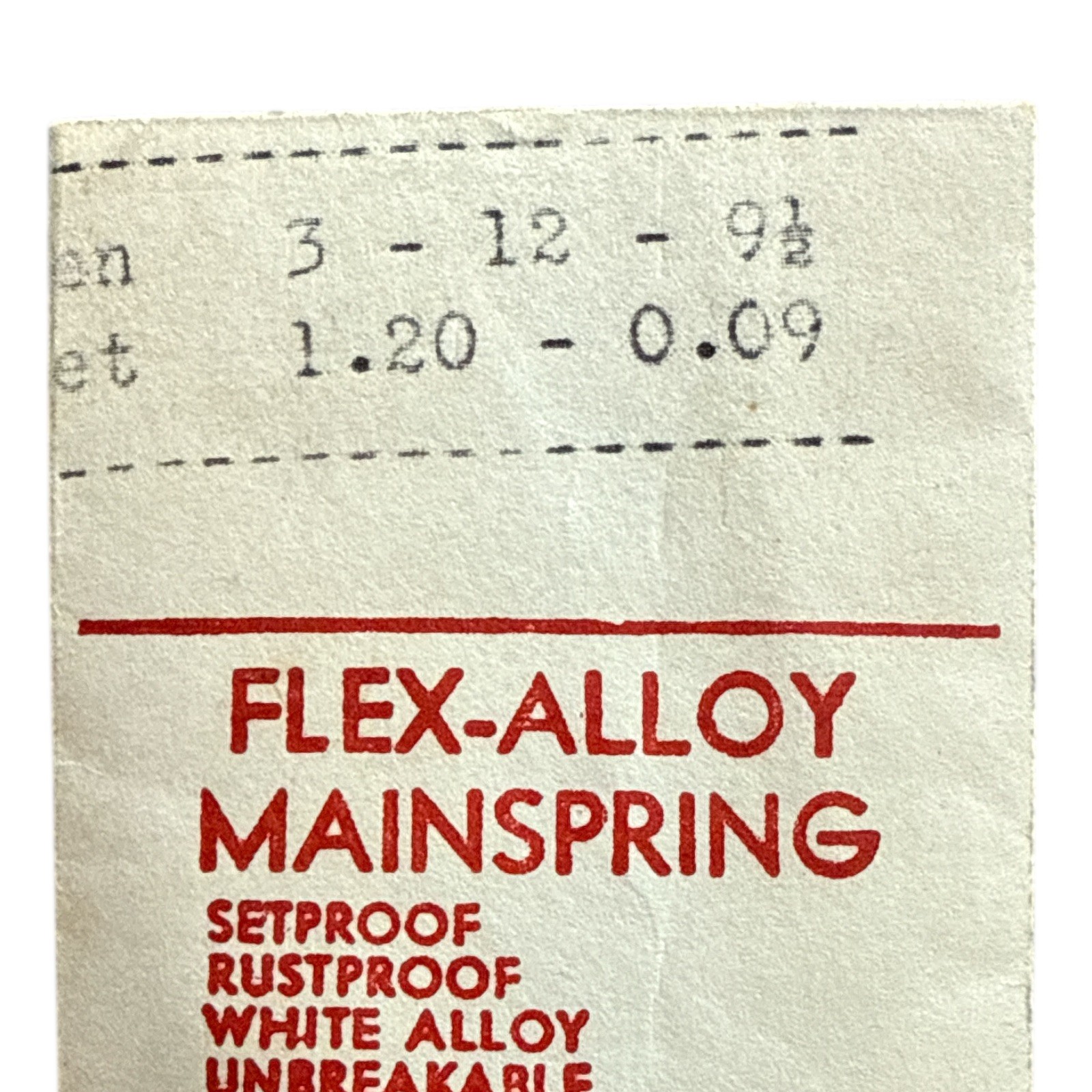Aurore 8 Mainspring 1.20 x 0.09 x 241 MS-312E Alloy Denn. 3 x 12 x 9 1/2 Read!